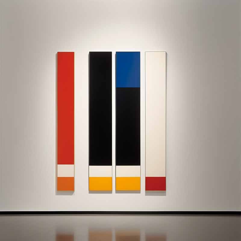 a group of art pieces on a wall